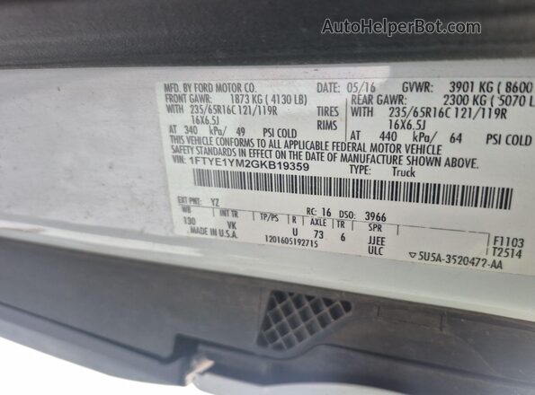 1FTYE1YM2GKB19359 2016 FORD TRANSIT-150  Вид щитка приборов