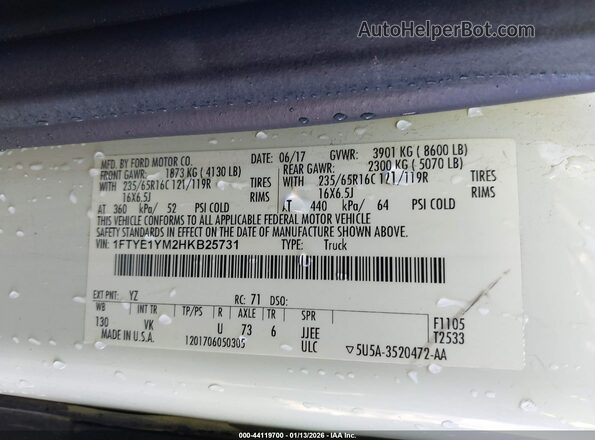 1FTYE1YM2HKB25731 2017 FORD TRANSIT-150 White Widok komory silnika