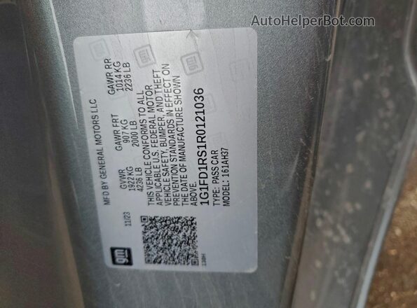 1G1FD1RS1R0121036 2024 CHEVROLET CAMARO Серебряный Вид подкапотного пространства
