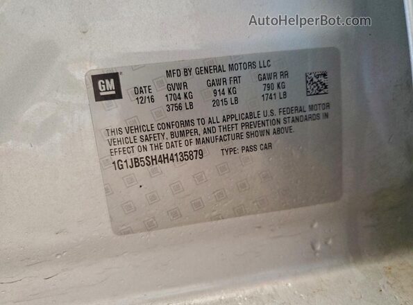 1G1JB5SH4H4135879 2017 CHEVROLET SONIC Silver Vista del compartimento del motor