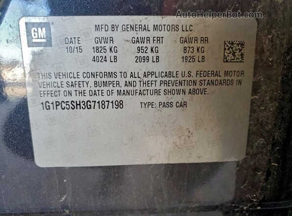1G1PC5SH3G7187198 2016 CHEVROLET CRUZE Угольный Вид подкапотного пространства