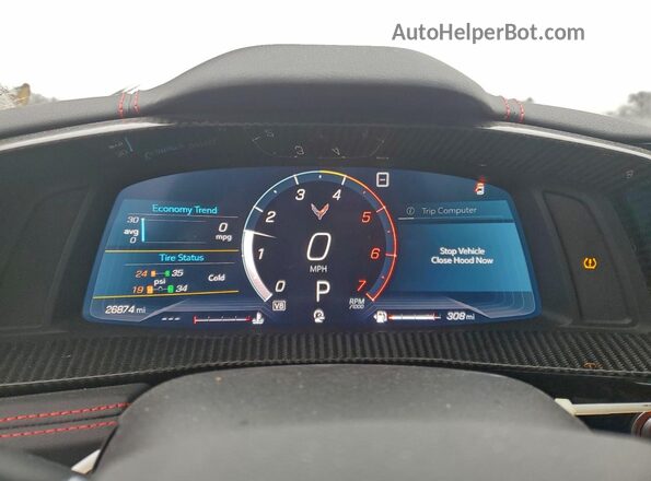 1G1Y73D47L5118513 2020 CHEVROLET CORVETTE Gray Vista del cuadro de instrumentos