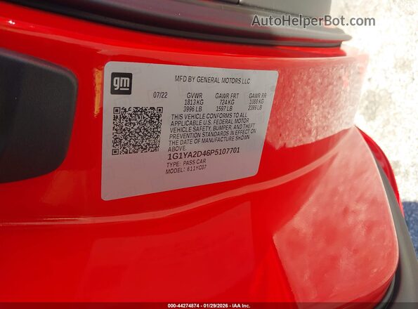 1G1YA2D46P5107701 2023 CHEVROLET CORVETTE Красный Вид подкапотного пространства