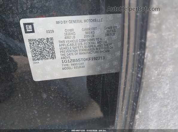 1G1ZB5ST0KF192213 2019 CHEVROLET MALIBU Черный Вид подкапотного пространства