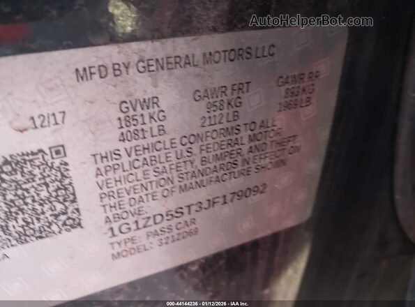 1G1ZD5ST3JF179092 2018 CHEVROLET MALIBU Black Vista del compartimento del motor