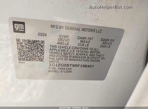 1G1ZG5ST5RF198407 2024 CHEVROLET MALIBU Белый Вид подкапотного пространства