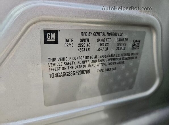 1G4GA5G33GF230708 2016 BUICK LACROSSE Silver Widok komory silnika