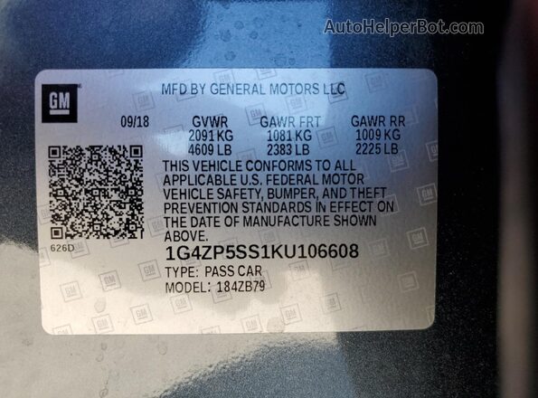 1G4ZP5SS1KU106608 2019 BUICK LACROSSE Бирюзовый Вид подкапотного пространства