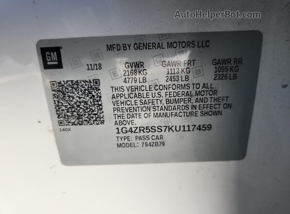 1G4ZR5SS7KU117459 2019 BUICK LACROSSE Белый Вид подкапотного пространства