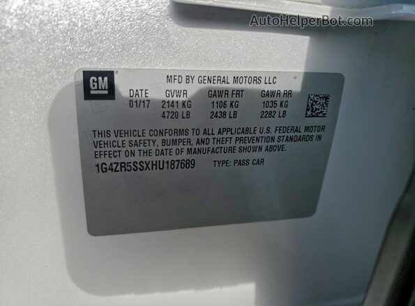 1G4ZR5SSXHU187689 2017 BUICK LACROSSE Белый Вид подкапотного пространства