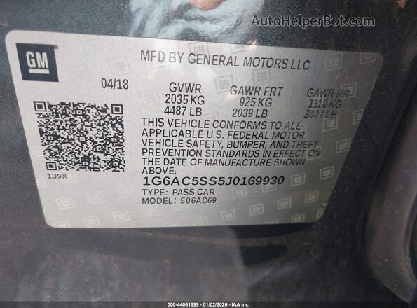 1G6AC5SS5J0169930 2018 CADILLAC ATS Черный Вид подкапотного пространства