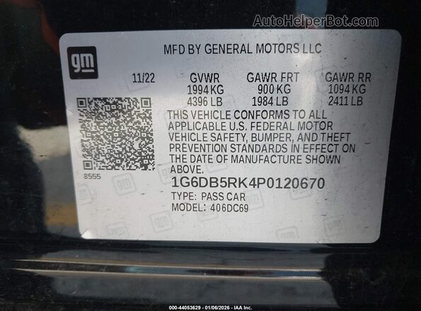1G6DB5RK4P0120670 2023 CADILLAC CT4 Черный Вид подкапотного пространства
