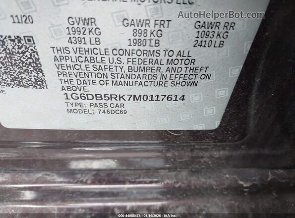 1G6DB5RK7M0117614 2021 CADILLAC CT4 Темно-бордовый Вид подкапотного пространства