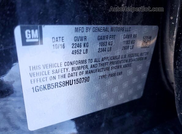 1G6KB5RS8HU150790 2017 CADILLAC CT6 Черный Вид подкапотного пространства
