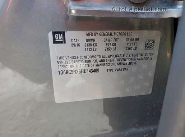 1G6KC5RX6HU143409 2017 CADILLAC CT6 Серый Вид подкапотного пространства