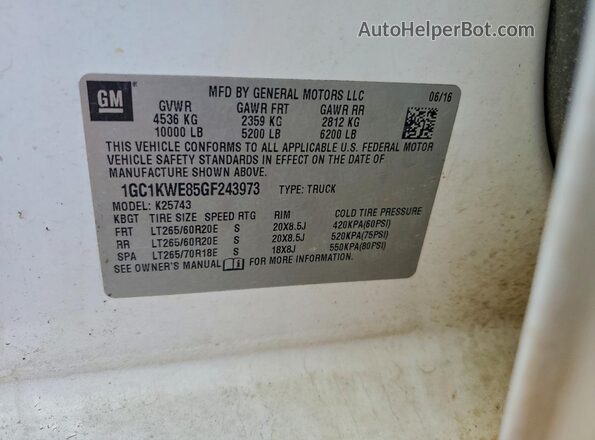 1GC1KWE85GF243973 2016 CHEVROLET SILVERADO Белый Вид подкапотного пространства