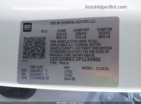 1GCGSBEC1P1230982 2023 CHEVROLET COLORADO White Вид підкапотного простору
