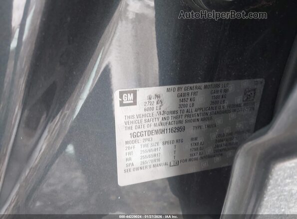 1GCGTDEN0H1162959 2017 CHEVROLET COLORADO Серый Вид подкапотного пространства