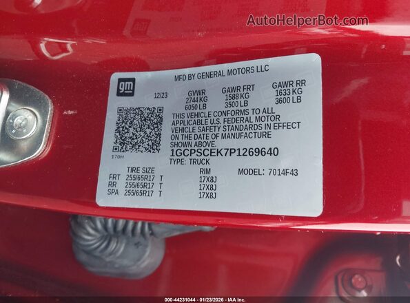 1GCPSCEK7P1269640 2023 CHEVROLET COLORADO Красный Вид подкапотного пространства
