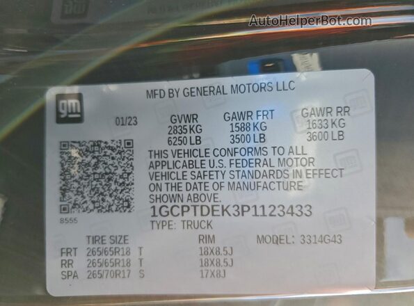 1GCPTDEK3P1123433 2023 CHEVROLET COLORADO Черный Вид подкапотного пространства