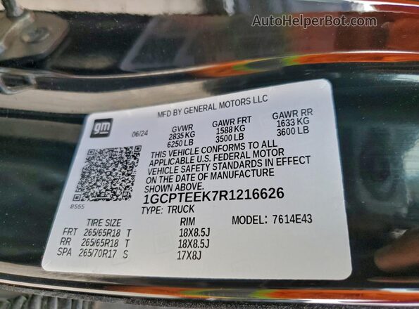 1GCPTEEK7R1216626 2024 CHEVROLET COLORADO Черный Вид подкапотного пространства