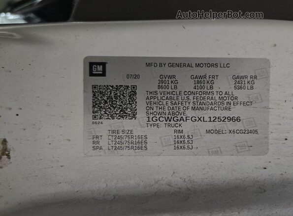 1GCWGAFGXL1252966 2020 CHEVROLET EXPRESS  