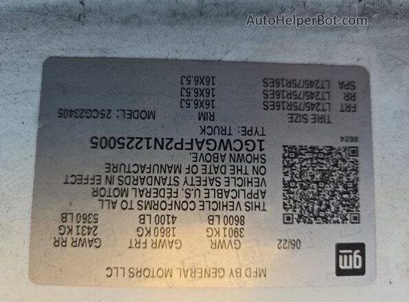 1GCWGAFP2N1225005 2022 CHEVROLET EXPRESS  Trasero izquierdo