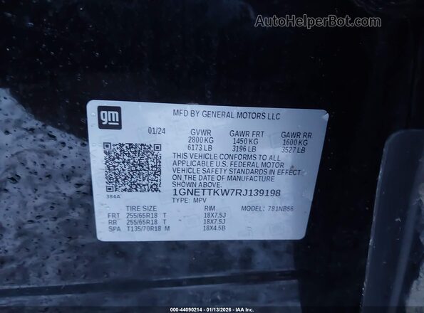 1GNETTKW7RJ139198 2024 CHEVROLET TRAVERSE Black ძრავის განყოფილების ხედი