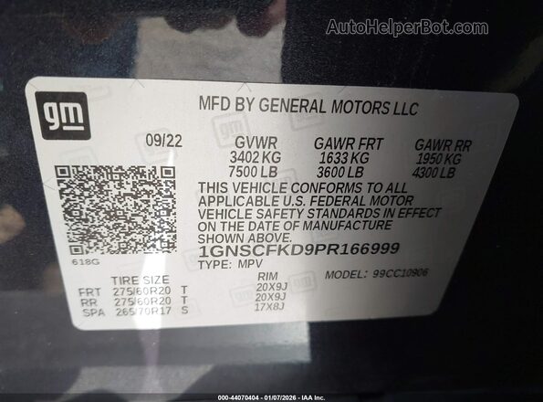 1GNSCFKD9PR166999 2023 CHEVROLET SUBURBAN Black Widok komory silnika