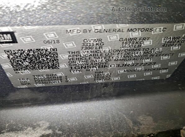 1GNSKBKC3JR377223 2018 CHEVROLET TAHOE Серый Вид наклейки с VIN-кодом