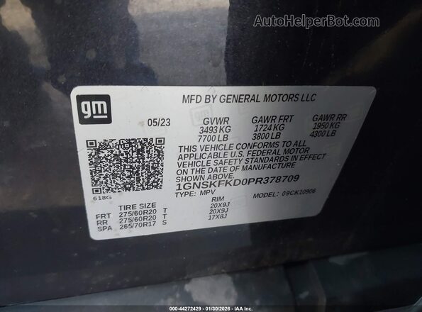 1GNSKFKD0PR378709 2023 CHEVROLET SUBURBAN Синий Вид подкапотного пространства