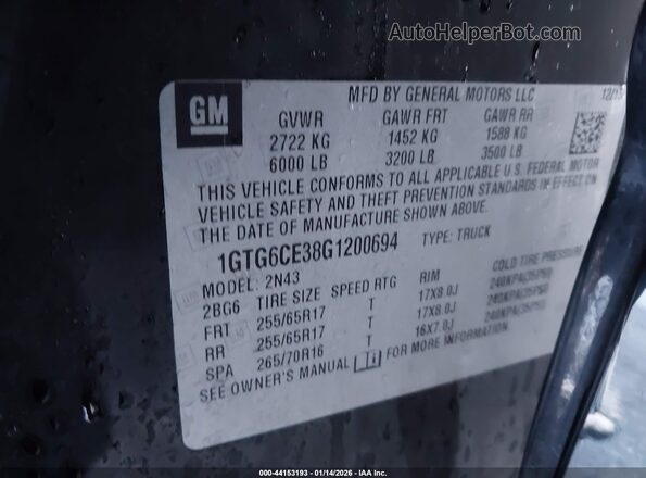 1GTG6CE38G1200694 2016 GMC CANYON Черный Вид подкапотного пространства