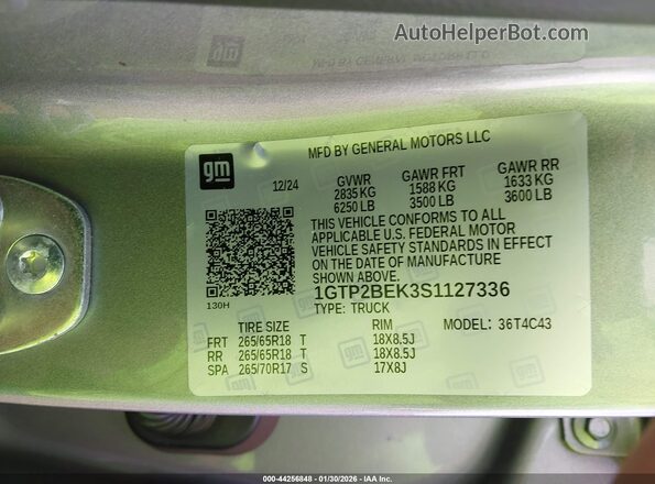 1GTP2BEK3S1127336 2025 GMC CANYON Серый Вид подкапотного пространства
