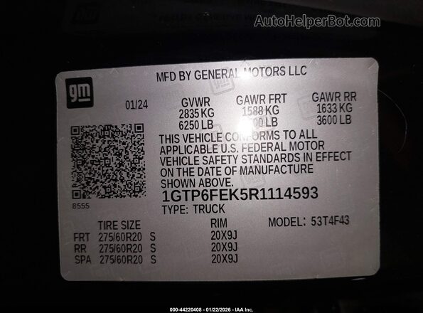 1GTP6FEK5R1114593 2024 GMC CANYON Черный Вид подкапотного пространства