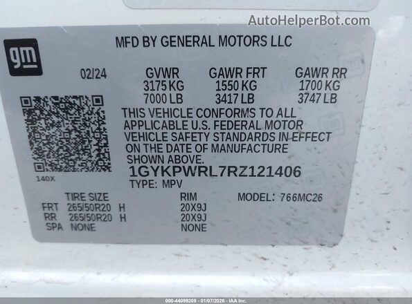 1GYKPWRL7RZ121406 2024 CADILLAC OTHER Белый Вид подкапотного пространства