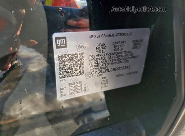 1GYS9ERL0SR272341 2025 CADILLAC ESCALADE Черный Панорамный вид салона 360°