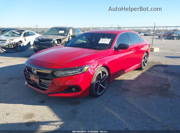 1HGCV1F38MA082048 2021 HONDA ACCORD Красный Передняя левая четверть