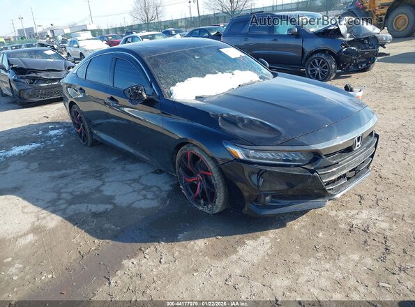 1HGCV2F30MA000478 2021 HONDA ACCORD Черный Передняя правая четверть