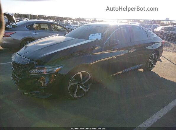 1HGCV2F37MA008240 2021 HONDA ACCORD Черный Передняя левая четверть