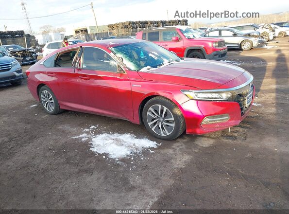 1HGCV3F11JA007066 2018 HONDA ACCORD HYBRID Красный Передняя правая четверть