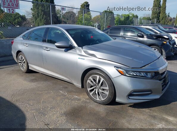 1HGCV3F11JA012218 2018 HONDA ACCORD HYBRID Серый Передняя правая четверть