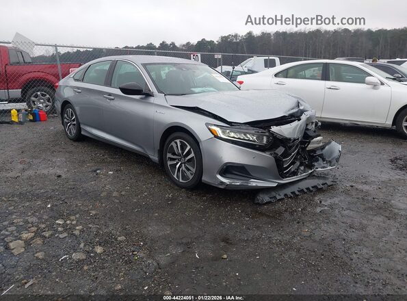 1HGCV3F12MA018078 2021 HONDA ACCORD HYBRID Серебряный Передняя правая четверть
