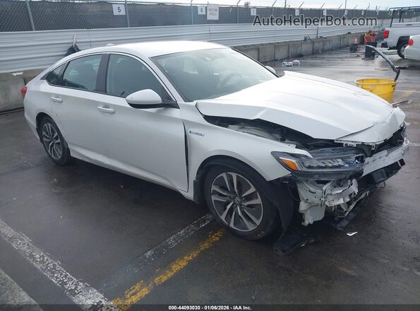 1HGCV3F13KA019916 2019 HONDA ACCORD HYBRID White Delantero derecho