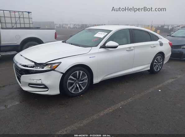 1HGCV3F13LA014443 2020 HONDA ACCORD HYBRID White წინა მარცხენა ხედი სამი მეოთხედიდან