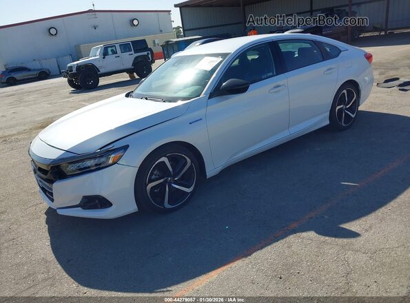 1HGCV3F22NA047719 2022 HONDA ACCORD HYBRID Белый Передняя левая четверть