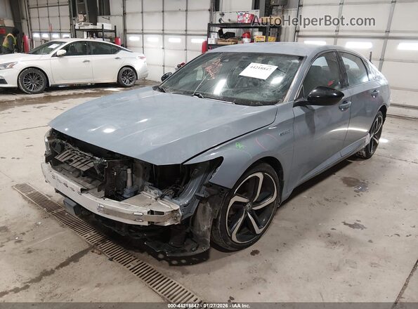 1HGCV3F26NA033760 2022 HONDA ACCORD HYBRID Gray Передня ліва чверть