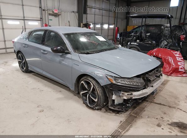 1HGCV3F26NA033760 2022 HONDA ACCORD HYBRID Gray Передня права чверть