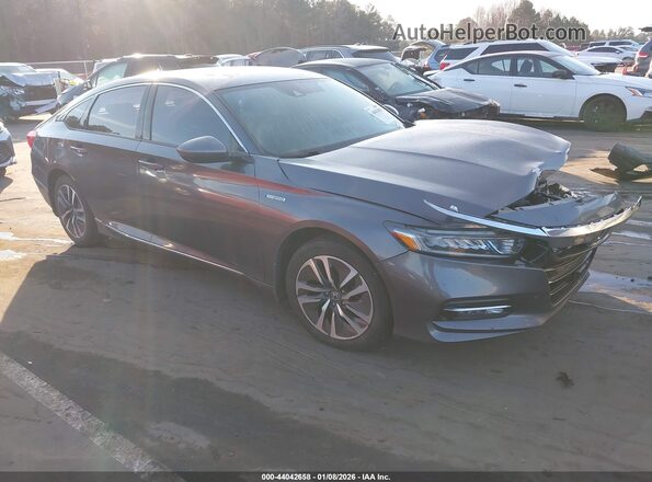 1HGCV3F42JA000654 2018 HONDA ACCORD HYBRID Серый Передняя правая четверть