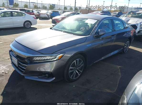1HGCV3F44MA008145 2021 HONDA ACCORD HYBRID Gray Передня ліва чверть