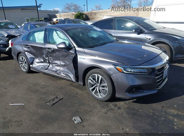 1HGCV3F44MA008145 2021 HONDA ACCORD HYBRID Gray Передня права чверть